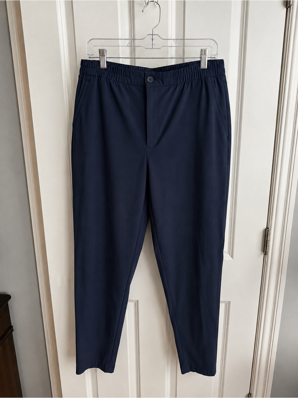 Banana Republic Navy Elastic Waist Tapered Chinos